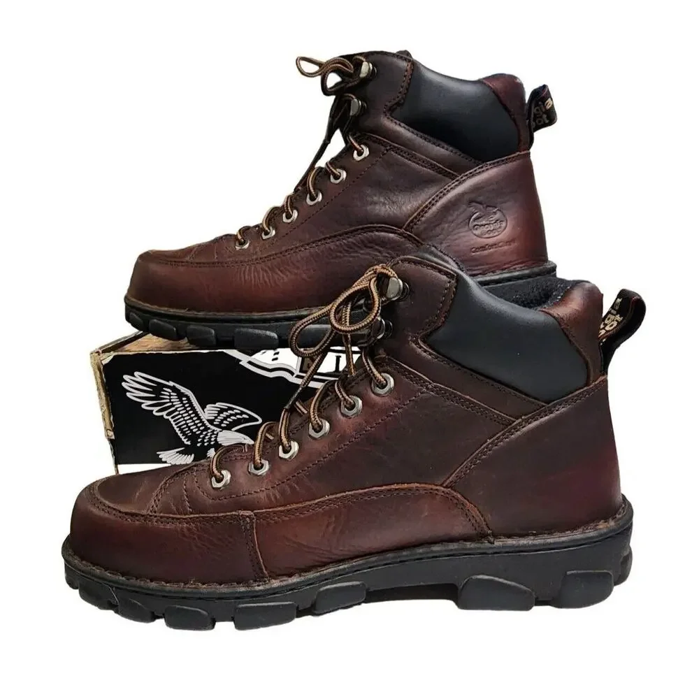 Georgia Boot Eagle Light Wide Load Steel Toe Work Hiker Brown Mens Size 13 G6395